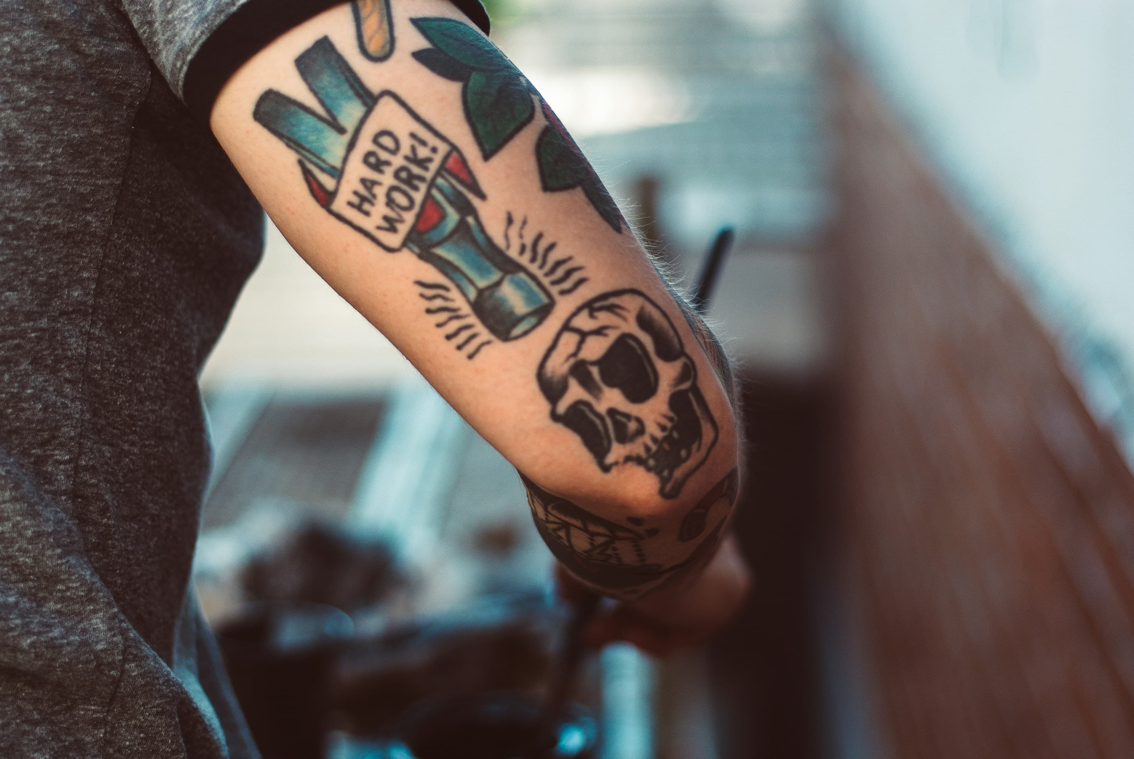 Traditional tattoo artwork on an arm
